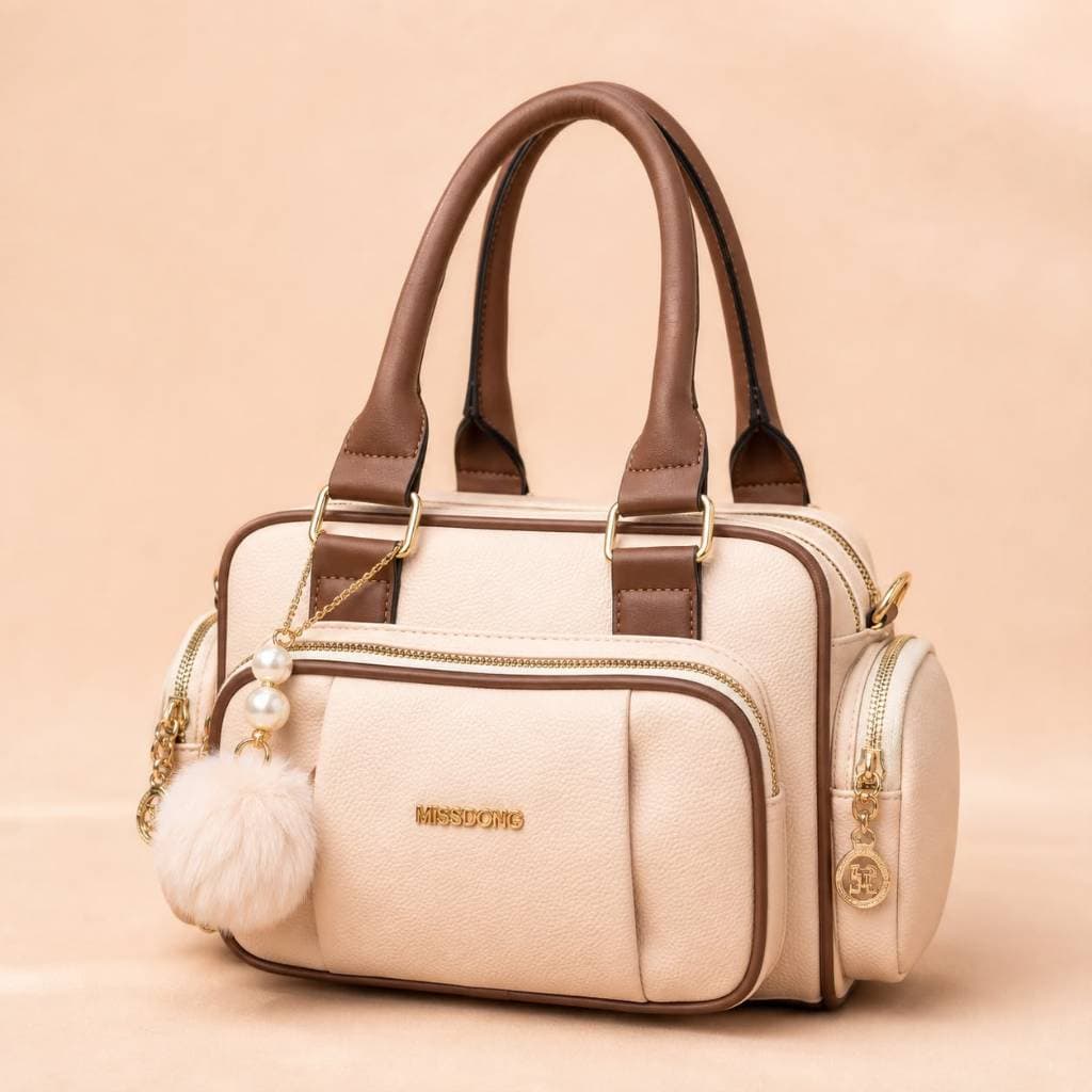 Bolsa Feminina Missdong Média com Divisorias/Zíper /Bolsos Laterais e Alça de Mão Elegante Sofisticado Rose